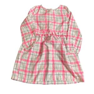 Carters Toddler Girls Plaid Dress‎ 5t Long Sleeve Button Back Pink White